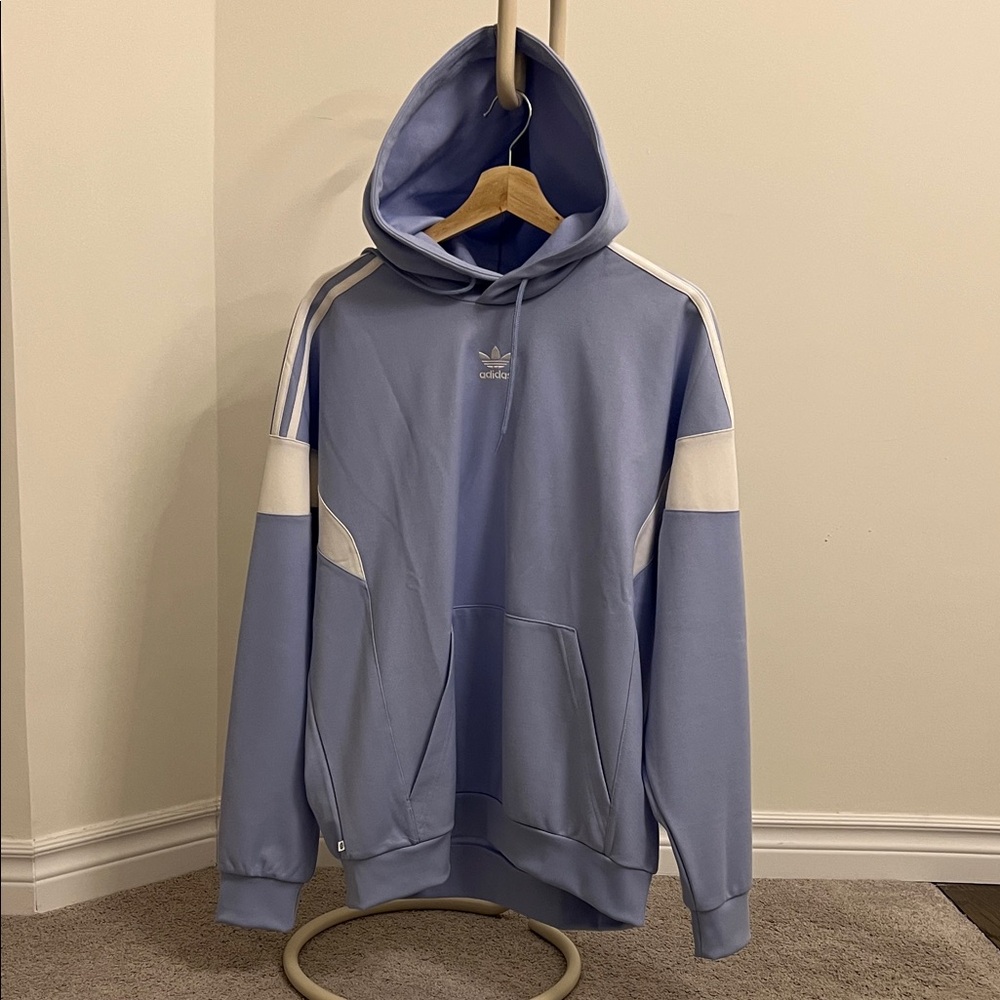 Adidas Light Blue Hoodie with White Details